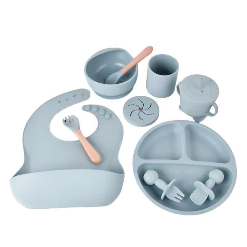Silicone feeding set - Grey Blue