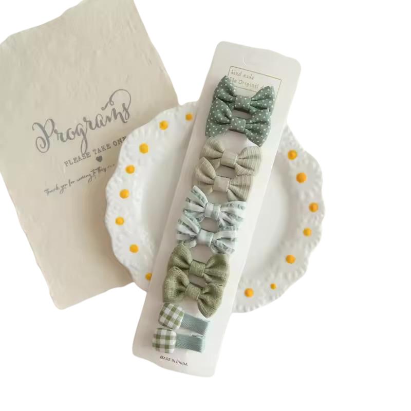 Bow hair clip - Greens