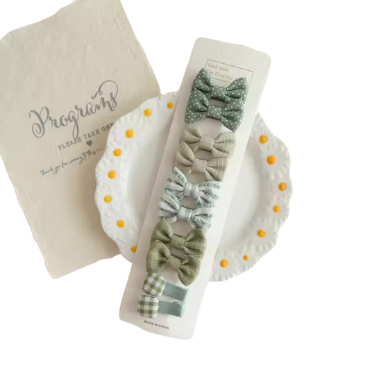 Bow hair clip - Greens