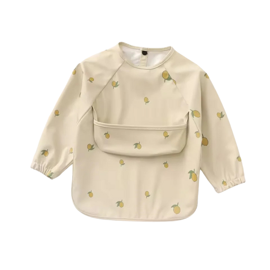 Long sleeved bib with crumb pouch (Lemon)