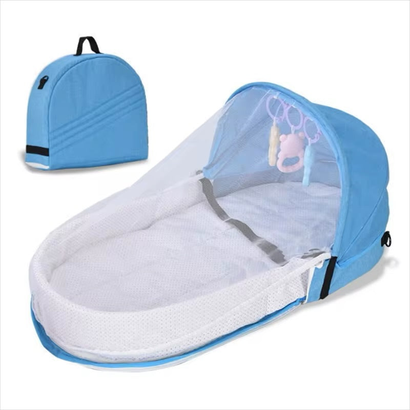 Collapsible portable crib - Blue