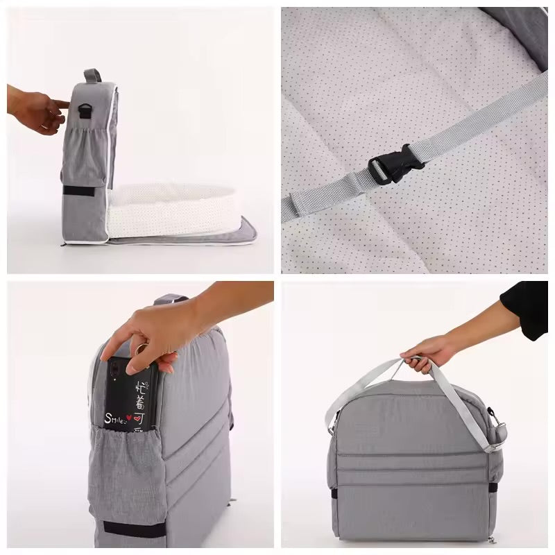 Collapsible portable crib - Grey